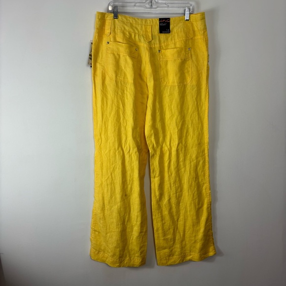 INC International Concepts Yellow Wide Leg Pants with Drawstring Waist - Picture 7 of 9
